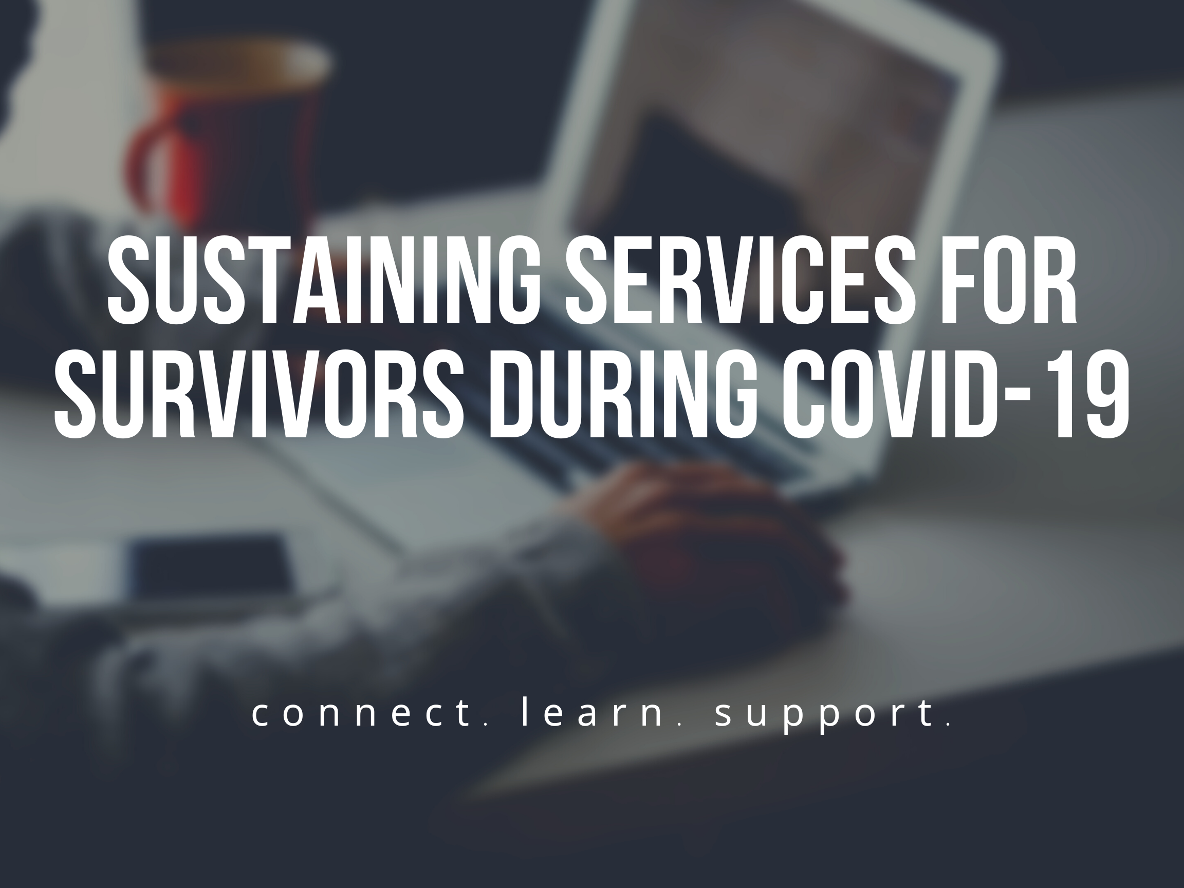 sustaining services for survivors during covid 19. connect. learn. support.